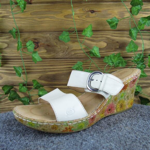 Born Women's Slide White‎ Leather Sz 11 Medium Gently Used 2025 - Picture 1 of 8